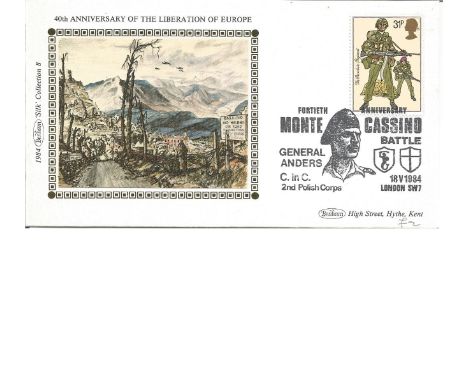 1984 Benham 'silk' Collection 8. 40th Anniversary of the Liberation of Europe. 'silk' cache (full colour) Battle of Monte cas