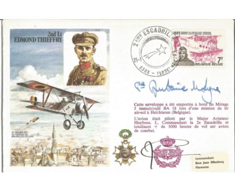 Lt. C. Hauben signed Royal Air Force Museum. Historic Aviators C55. Dedicated to 2nd Lt. Edmond Thieffry. Cover has a portrai
