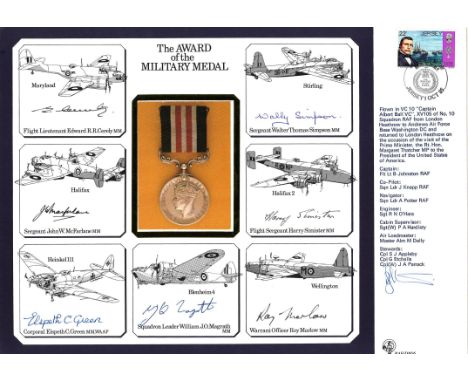 WW2 multisigned DM cover The Award of the Military Medal signed by Fl Lt Edward R. R Cerely, Sgt John W McFarlane, Corp Elspe