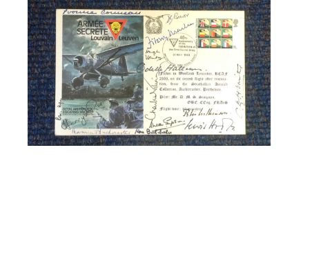 Secret Army WW2 multiple signed SOE cover. Rare cover signed by 14 including Fitzroy Maclean, Maurice Buckmaster, Odette Hall