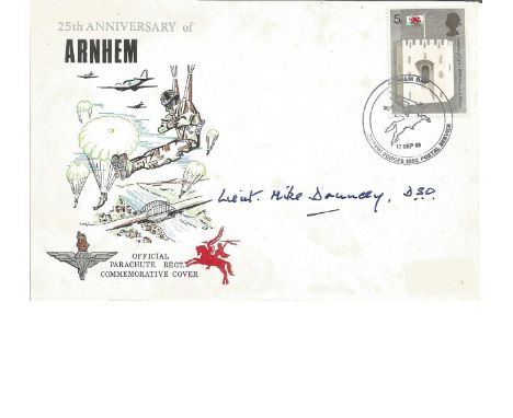 Brigadier Michael D. K. Dauncey signed Official Parachute Regt. , Commemorative Cover. 25th Anniversary of Arnhem illustratin