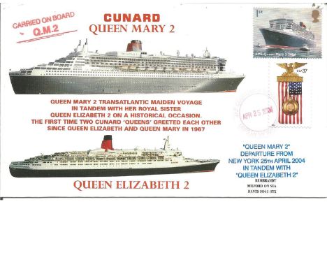 Cunard 'Queen Mary 2' - 'Queen Elizabeth 2'. Queen Mary 2 Transatlantic Maiden Voyage in tandem with her Royal Sister Queen E