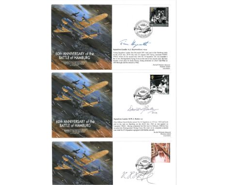 Three WW2 Lancaster veterans cover collection. Three RAF flown covers produced in 2003 to commemorate the 60th anniversary of