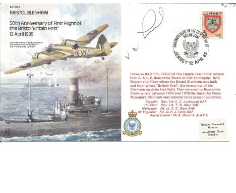Sqn. Ldr. V. C. Lockwood pilot signed RAF flown cover 'Bristol Blenheim' 50th Anniversary of the First Flight of the Bristol 