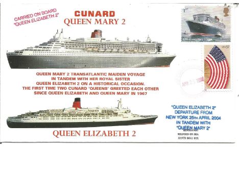 Cunard 'Queen Mary 2' - 'Queen Elizabeth 2. Queen Mary 2 Transatlantic Maiden Voyage in tandem with her Royal Sister Queen El