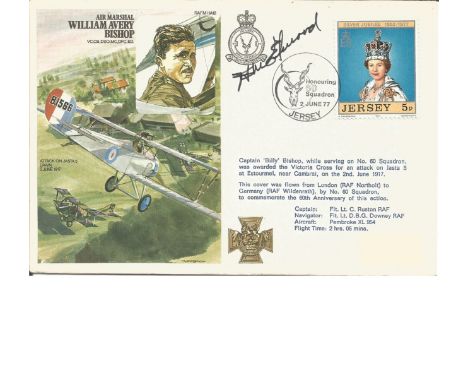 Lt. -Gen. Hugh M. Elwood signed Historical Aviation flown cover dedicated to AM William Avery Bishop VC. Cover illustrates At