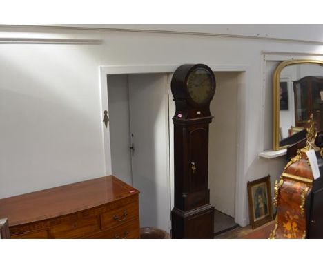 A Scottish mahogany drumhead longcase clock, Robert Bryson of Edinburgh, the silvered brass dial with Roman numerals within a