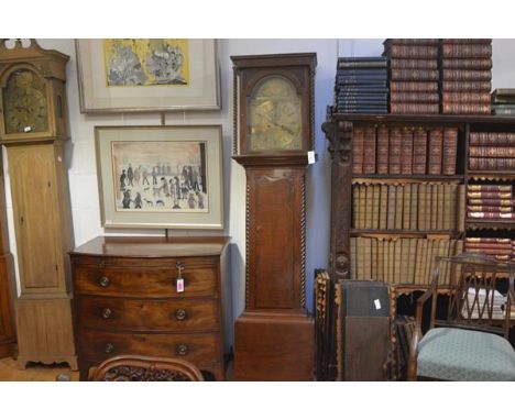 A Scottish mahogany longcase clock, 19th century, the brass arched dial, signed Wm. Dalrymple, Kilmarnock, with Roman numeral