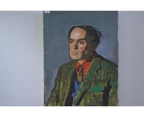 •Alberto Morrocco O.B.E., R.S.A., R.S.W. (Scottish, 1817-1998), Portrait of a Man in a Tweed Jacket, signed upper left, oil o