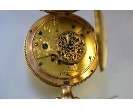 A George III 18ct gold open face fusee pocket watch, the movement and cover signed Robt. Molyneux, London, no. 479, with with