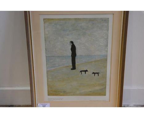 •After Laurence Stephen Lowry R.A. (1887-1976), Man Looking out to Sea, colour reproduction, unsigned, with Fine Art Trade Gu