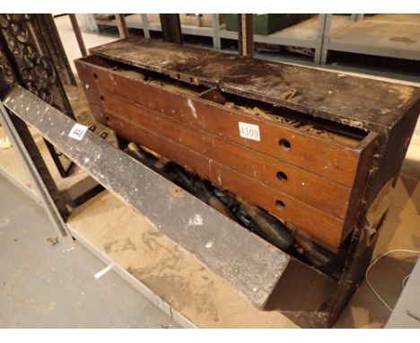 Joiners tool chest with three inner drawers and a large quantity of tools 