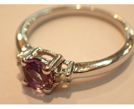 Gemporia silver amethyst solitaire ring 