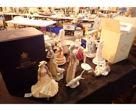 Mixed figurines including Royal Doulton and Coalport some with damages  CONDITION REPORT: Most of these appear in good condit