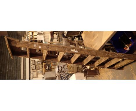 Pair of Slingsby eight step wooden fold out ladders 