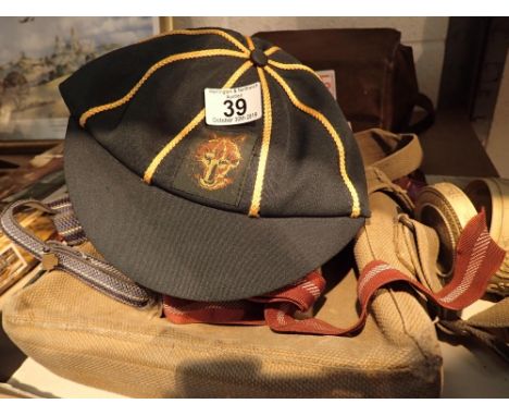 Vintage school cap and two wolf cub caps etc 
