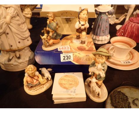 Five Goebel figurines and two Goebel plates CONDITION REPORT: No apparent damage. 