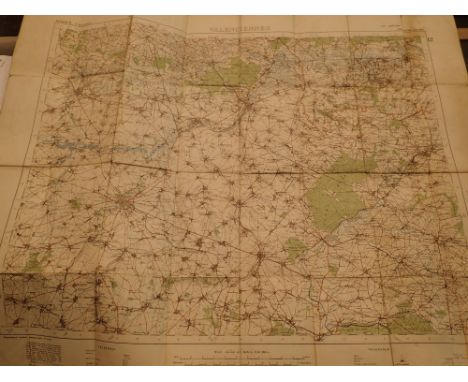 1916 War Office map of Belgium Valenciennes  1: 100000 scale