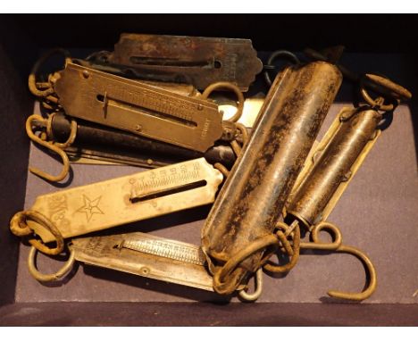 Collection of vintage brass spring balances 