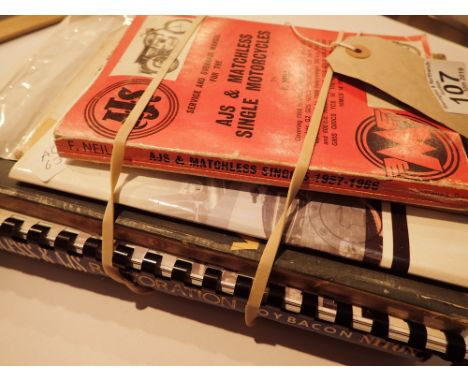 Ariel Arrow workshop manual and parts book, road tests book, Pitmans book of the Leader and Arrow book of AJS and Matchless s