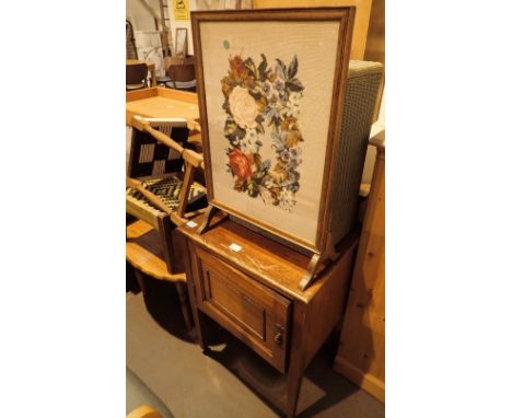 Lloyd Loom laundry basket pot cupboard piecrust side table woven topped stools and a firescreen