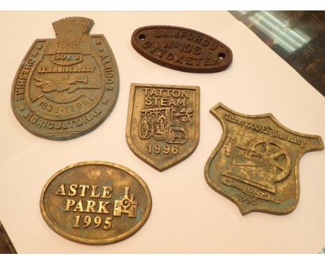 Brass traction engine rally plaques Astle Park Tatton Park 1990s and Boulders Plate Bamfords no10c Uttoxeter 