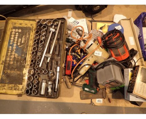 Quantity of tools and testing equipment with a socket set  CONDITION REPORT: All electrical items in this lot have been PAT t