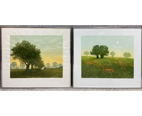 Kenneth Leech (1915-1990), two signed lithograph landscapes in colours on paper titled 'Bridle Way' and 'Poppies' respectivel