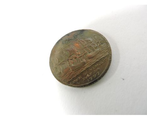 British 18th century tokens, John Jervis, Earl of St Vincent 1797, obv Union Jack within a circle 'May it be displayed at all