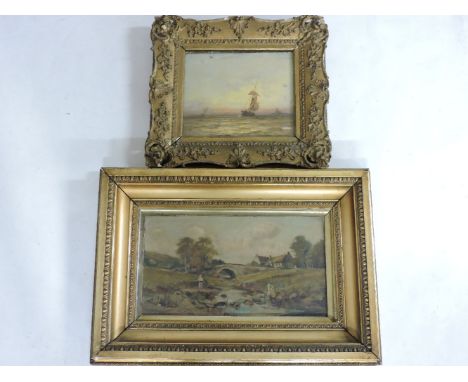 John B...'OFF THE SPURN LIGHT, MOUTH OF THE HUMBER'Indistinctly signed and dated 1889 l.l., inscribed verso, oil on board24 x