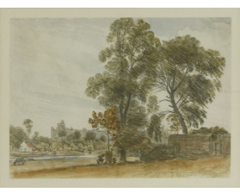 Dr William Crotch (1775-1847)'THE BLACK PRINCE'S TOWER AND WYATTVILLE TOWER, WINDSOR CASTLE FROM THE PLAYING FIELDS OF ETON'D