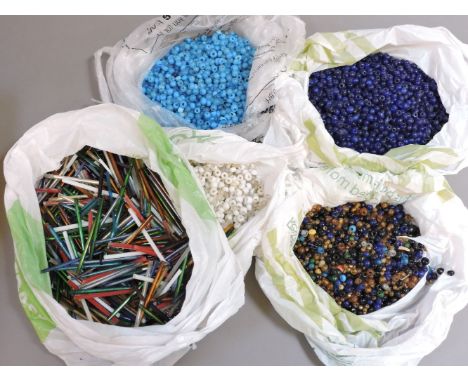 A collection of early to mid 20th century glass beads, to include bugle beads, and others