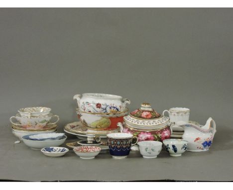 Late 18th century and later English ceramics and porcelain, including a Spode slop bowl painted with landscape views, a Chamb