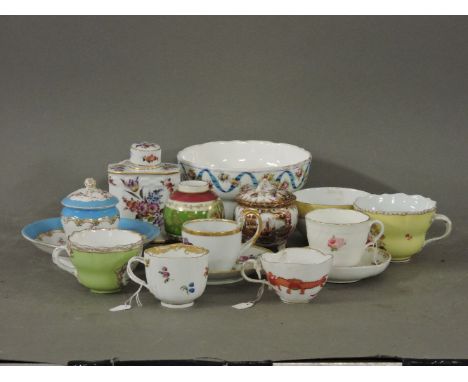 Berlin, Meissen and Sèvres style Continental porcelain, including a tea canister and cover, 12cm high, a Rudolstadt Marcolini