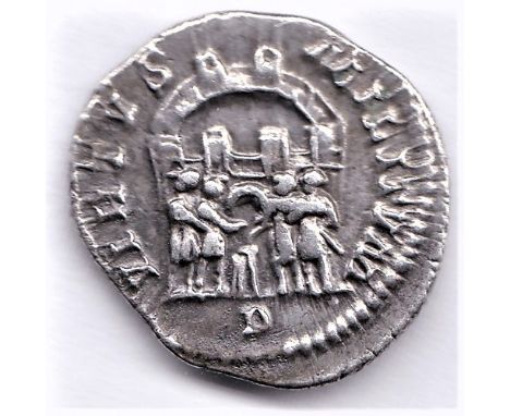 Maximian AD286-305 Silver Argenteus. Rev: Virtvs Militvm - The four Tetrarchs sacrificing over alter with military camp in ba