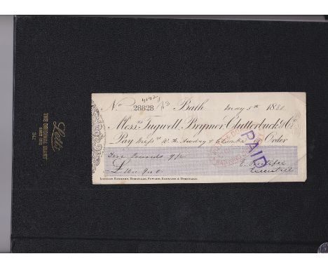 Tugwell, Brymer, Clutterbuck &amp; Co., Bath. Used Order CO 13/11/79. Black on Cream Blue Panel. Printer Blades East &amp; Bl