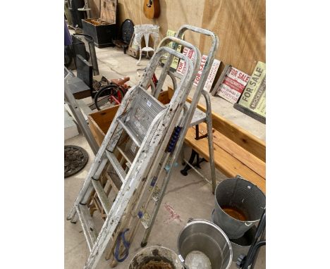 THREE VARIOUS ALUMINIUM STEP LADDERS 