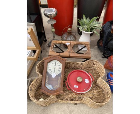 AN ASSORTMENT OF ITEMS TO INCLUDE A DOG BED, ASHTRAY AND DOG BOWL HOLDER ETC 