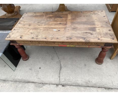 A VINTAGE INDIAN HARDWOOD JALI COFFEE TABLE 