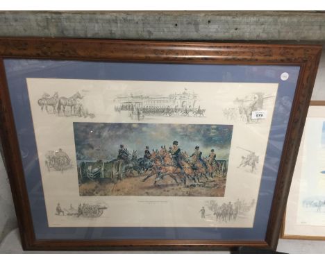 A LARGE FRAMED JOHN WONKLYN "THE KINGS TROOP ROYAL HORSE ARTILLARY SIGNED PRINT 