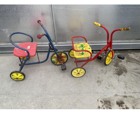 TWO VINTAGE CHILDRENS TRICYCLES 