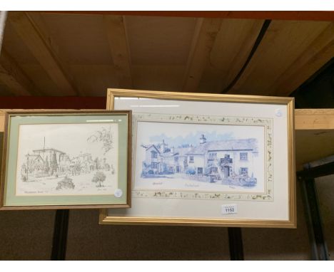A LIMITED EDITION PRINT 46/850 OF HAWKSHEAD TOGETHER WITH A PRINT OF MATJIESFONTEIN VILLAGE C.P. BY JOHN HALL 