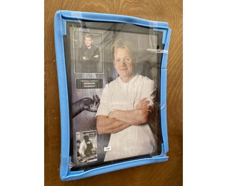 A FRAMED GORDON RAMSAY PRINT BEARING A SIGNATURE 