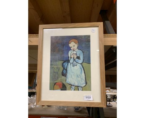 A FRAMED PICASSO PRINT 'GIRL WITH A DOVE' 