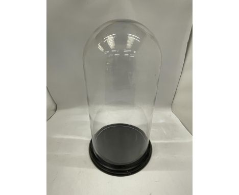 A LARGE VINTAGE GLASS DISPLAY DOME, HEIGHT 40CM, DIAMETER 23CM 