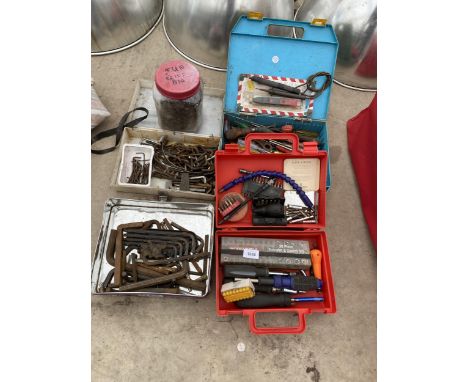 AN ASSORTMENT OF TOOLS TO INCLUDE ALAN KEYS AND SOCKETS ETC 