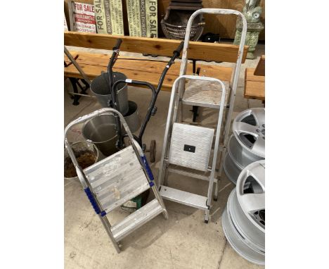 THREE VARIOUS SMALL STEP LADDERS 