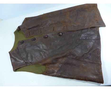 A WORLD WAR II PERIOD BRITISH ARMY LEATHER JERKIN 