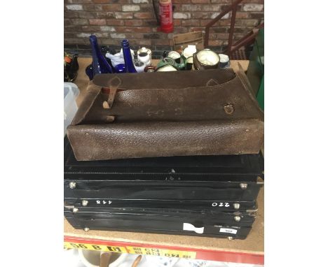 TWO COMBINATION LOCK BRIEFCASES AND A VINTAGE LEATHER SATCHEL 