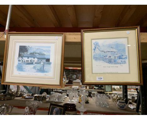 A LIMITED EDITION PRINT BY DAVID ELLIOTT (ONE OF 850) OF BEECH COTTAGE SKELWITH BRIDGE - SIGNED TOGETHER WITH A LIMITED EDITI